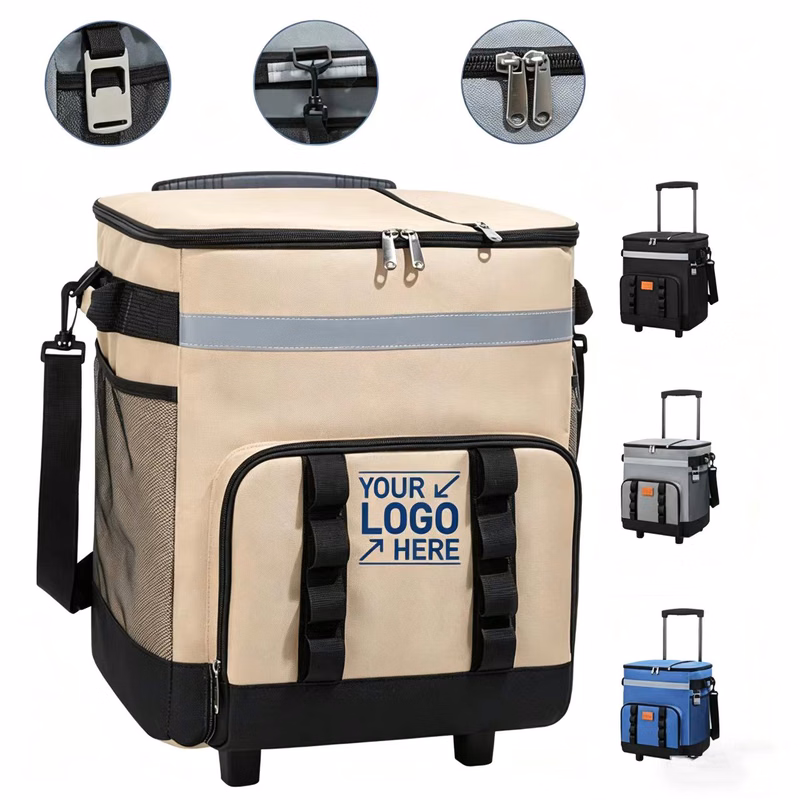 Large Trolley Cooler Bag With Telescopic Handle & Wheels For Picnic&Camping&Beach&Car Refrigerator