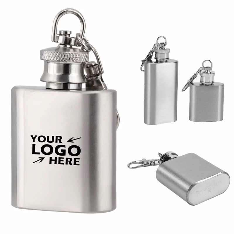 1oz Custom Stainless Steel Mini Flask Keychain