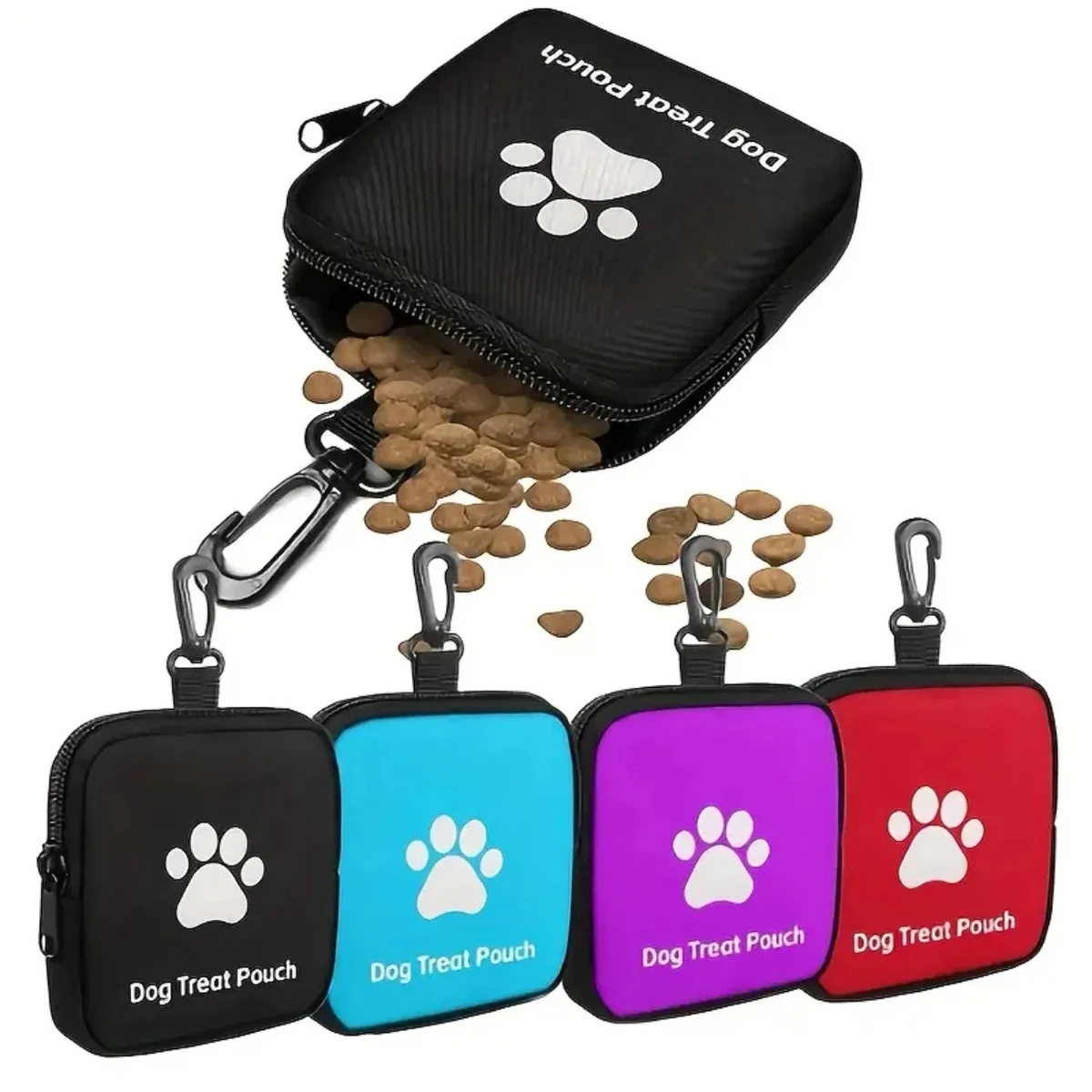 Portable Square Pet Treat Pouch with Carabiner for Training 1