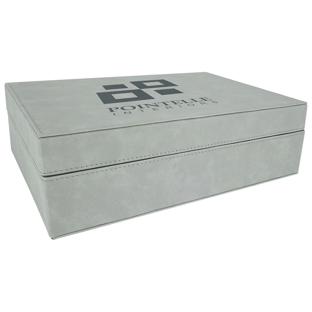 12 1/4" x 8 1/4" Gray Leatherette Premium Gift Box 1