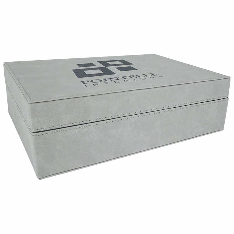 12 1/4" x 8 1/4" Gray Leatherette Premium Gift Box