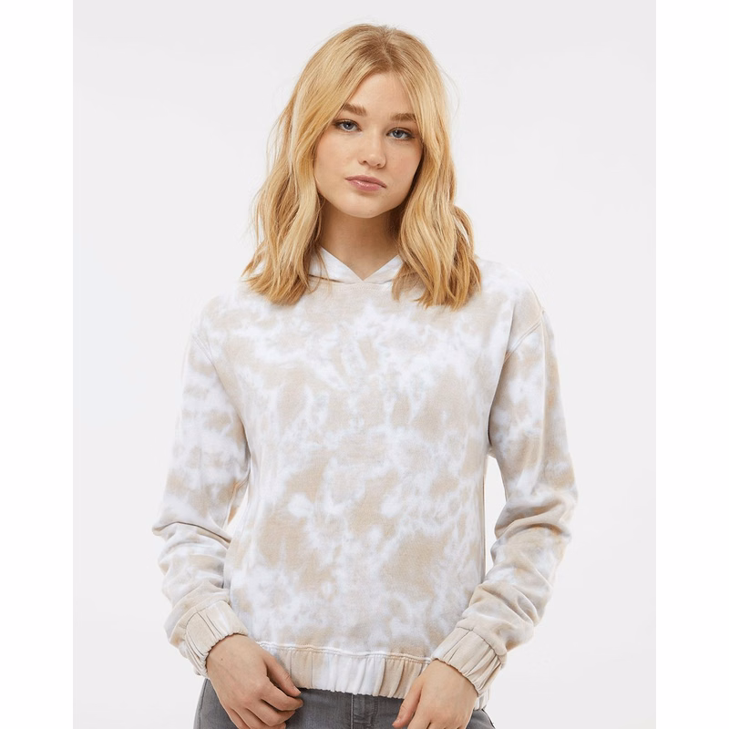 Women's Sueded Fleece Tie-Dyed Crop Hooded Sweatshirt - W23718