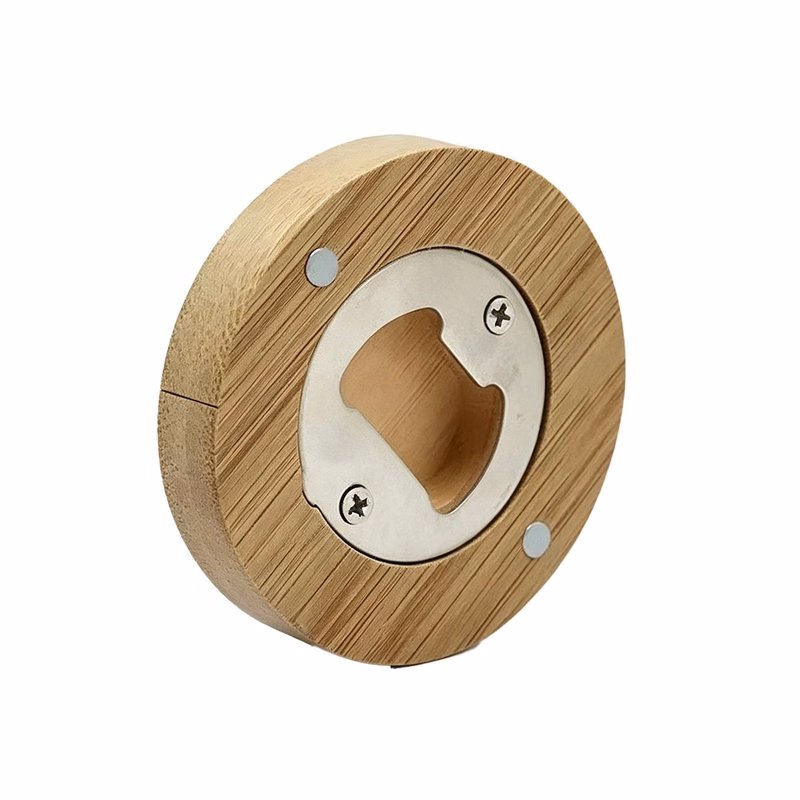 Stainless Plate Bamboo Cap Opener