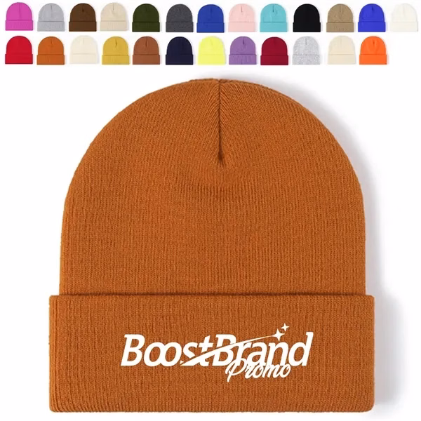 Custom Knit Fold-Over Beanie — Warm Winter Branded Headwear & Cold Weather Essential
