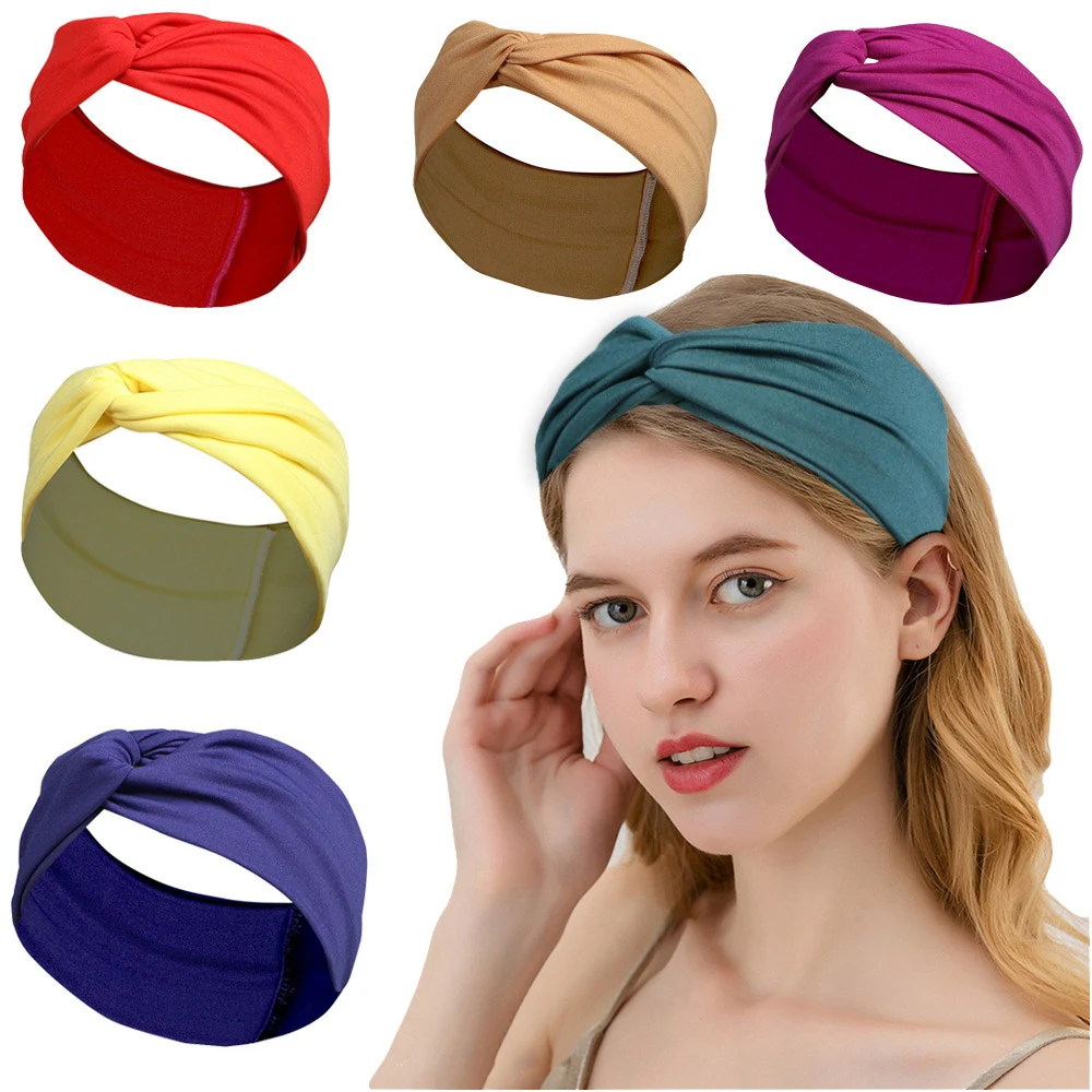 Fashion Cross Sweat Cotton Knotred Headband 1