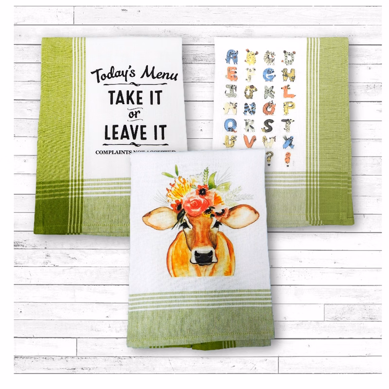 Lime/White Plaid Kitchen Towel with Custom Print