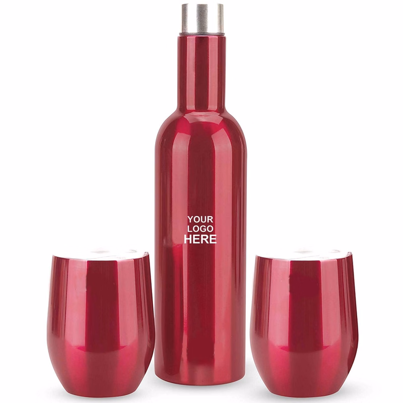 Vacuum Wine Bottle 25Oz & Two Wine Tumbler With Lids 16Oz