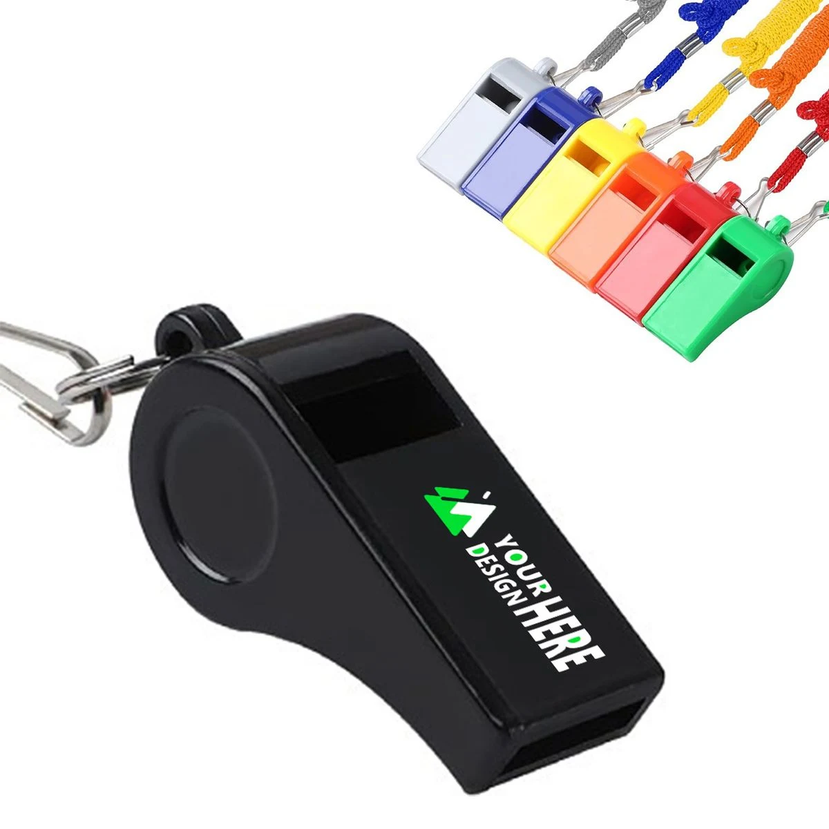 Multi Colored Plastic Whistle w/Lanyard 1
