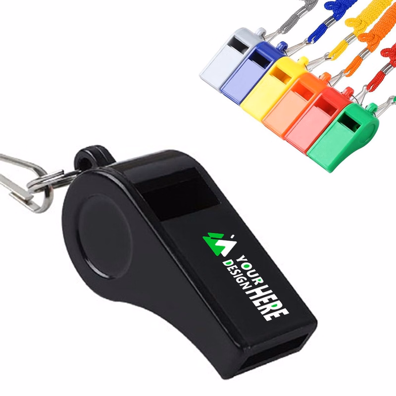 Multi Colored Plastic Whistle w/Lanyard