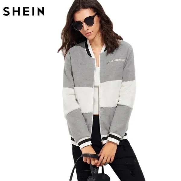 Color Block Long Winter Coat Jacket 1