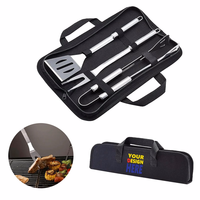 4-Piece Barbeque Grilling Tool Set with Carry Bag