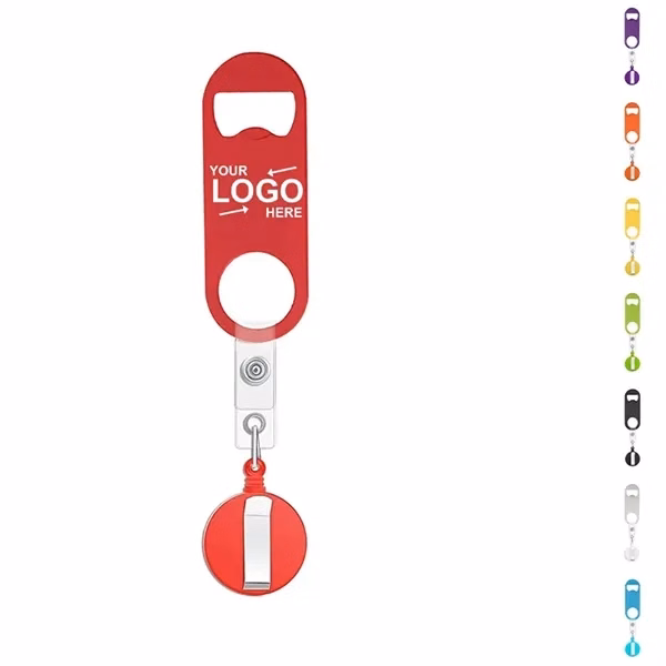 Custom Retractable Bottle Opener with Belt Clip — Plastic Bar Portable Tool