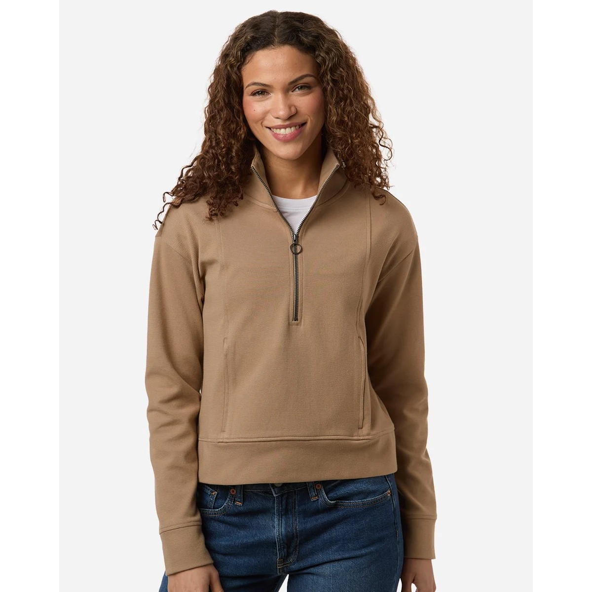 Women's Mantra Half-Zip Ottoman Pullover - NE220W, custom hoodie or sweatshirt with logo imprint 1