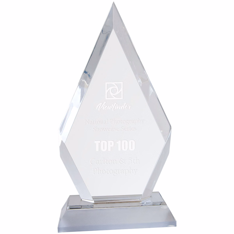 8" Silver Frosted Base Diamond Award