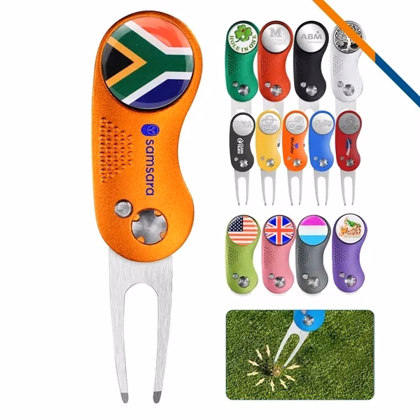 Custom Foldable Aluminum Golf Divot Tool with Switchblade Design — Premium Gift