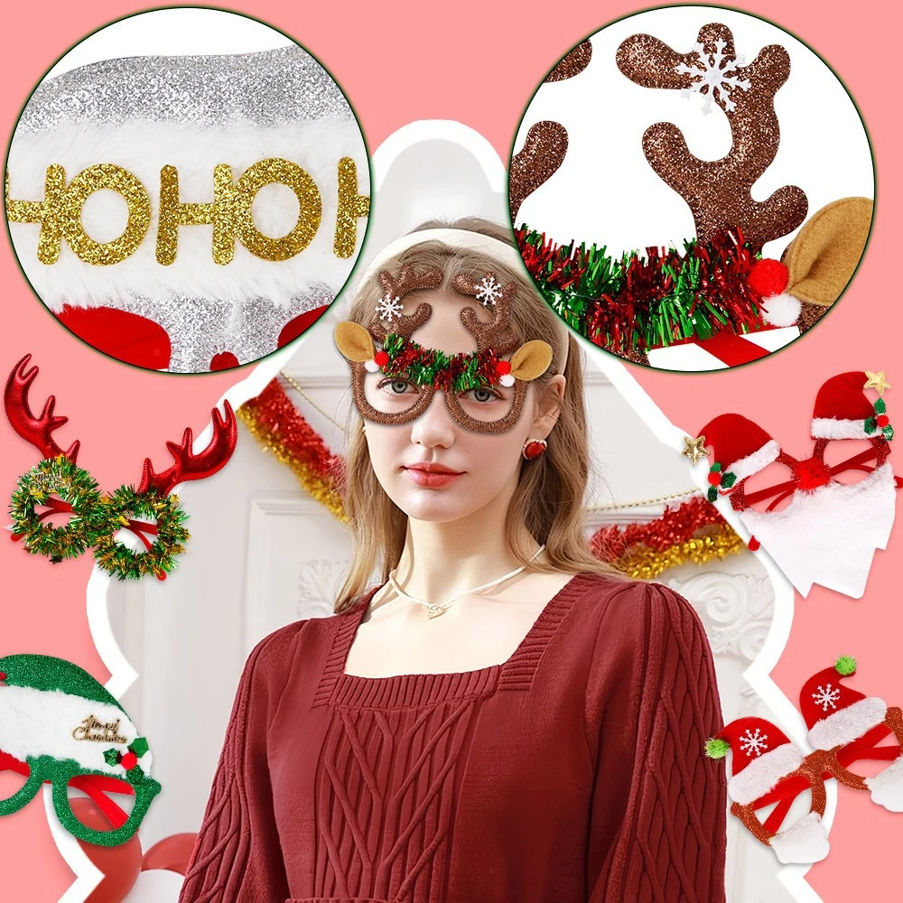 Christmas Decorative Glasses with Santa Hat Design 1
