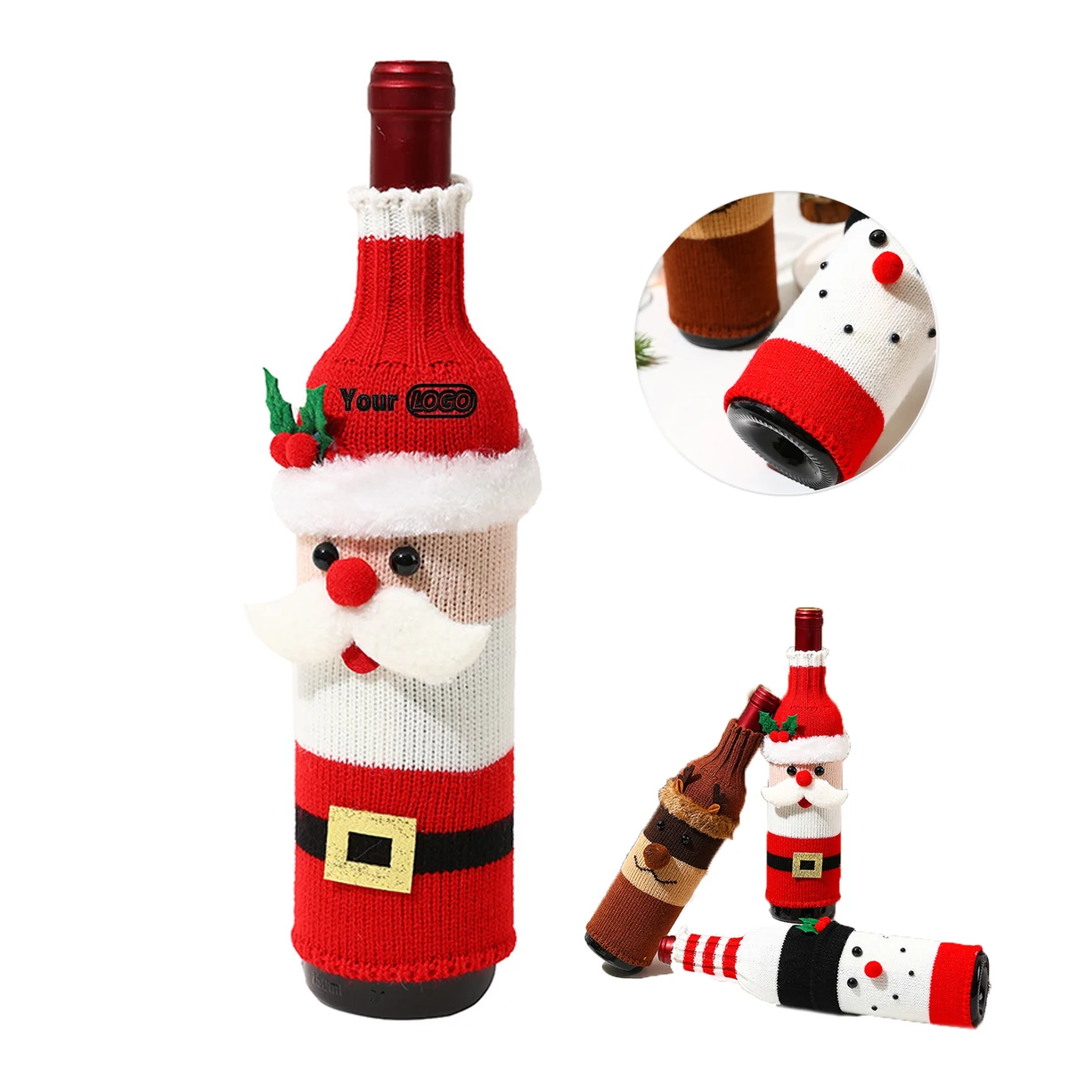 Knitted Holiday Wine Bottle Cover Decoration Sleeve 1