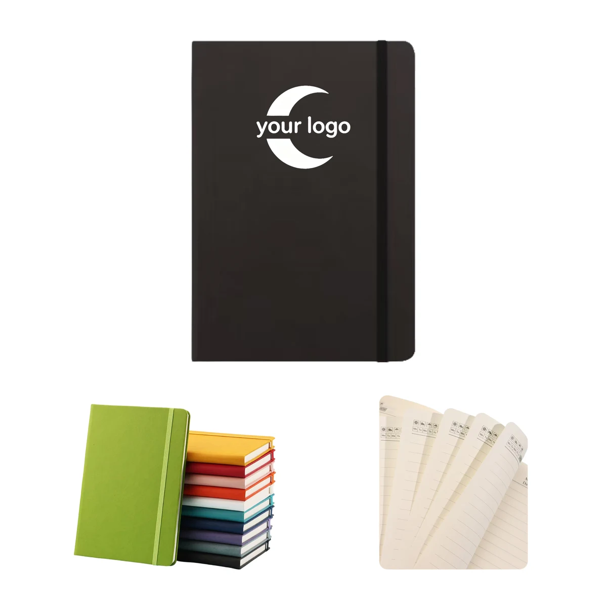 A5 PU Leather Hardcover Executive Notebook with Elastic Band 1