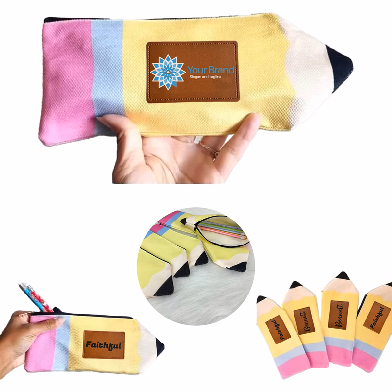 MOQ 10pcs Pencil Shaped Canvas Pouch