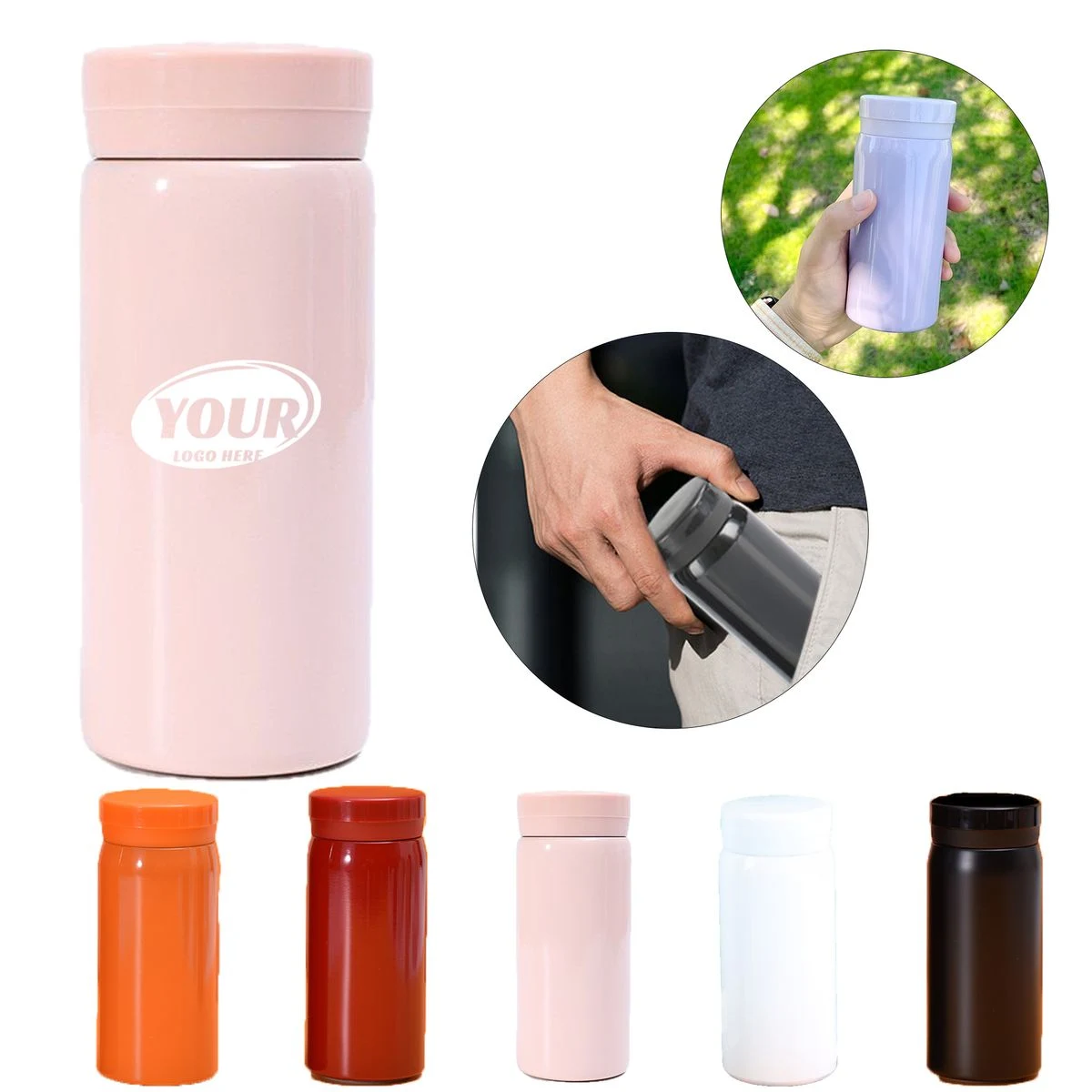 Portable Mini Pocket Stainless Steel Bottle, custom water bottle with logo imprint 1