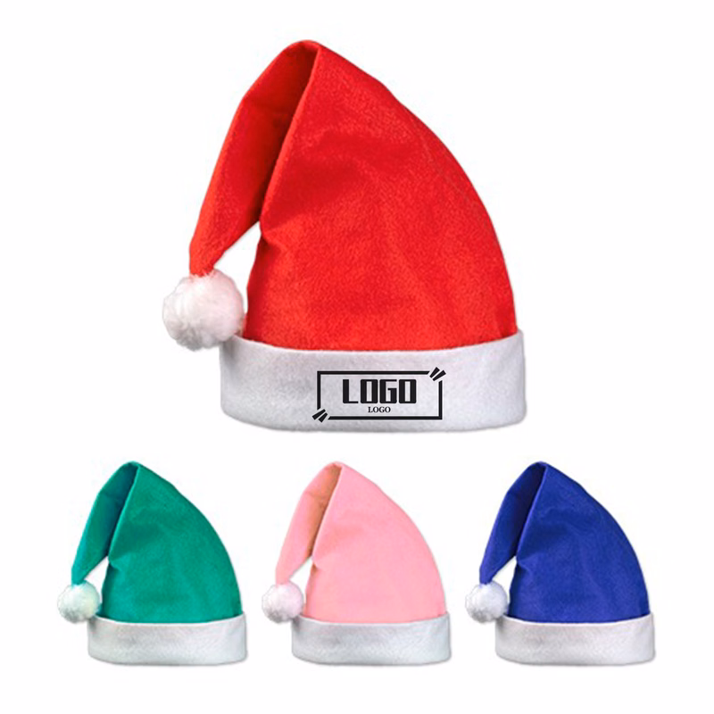 Plush Christmas Hat with Pom for Holiday Events
