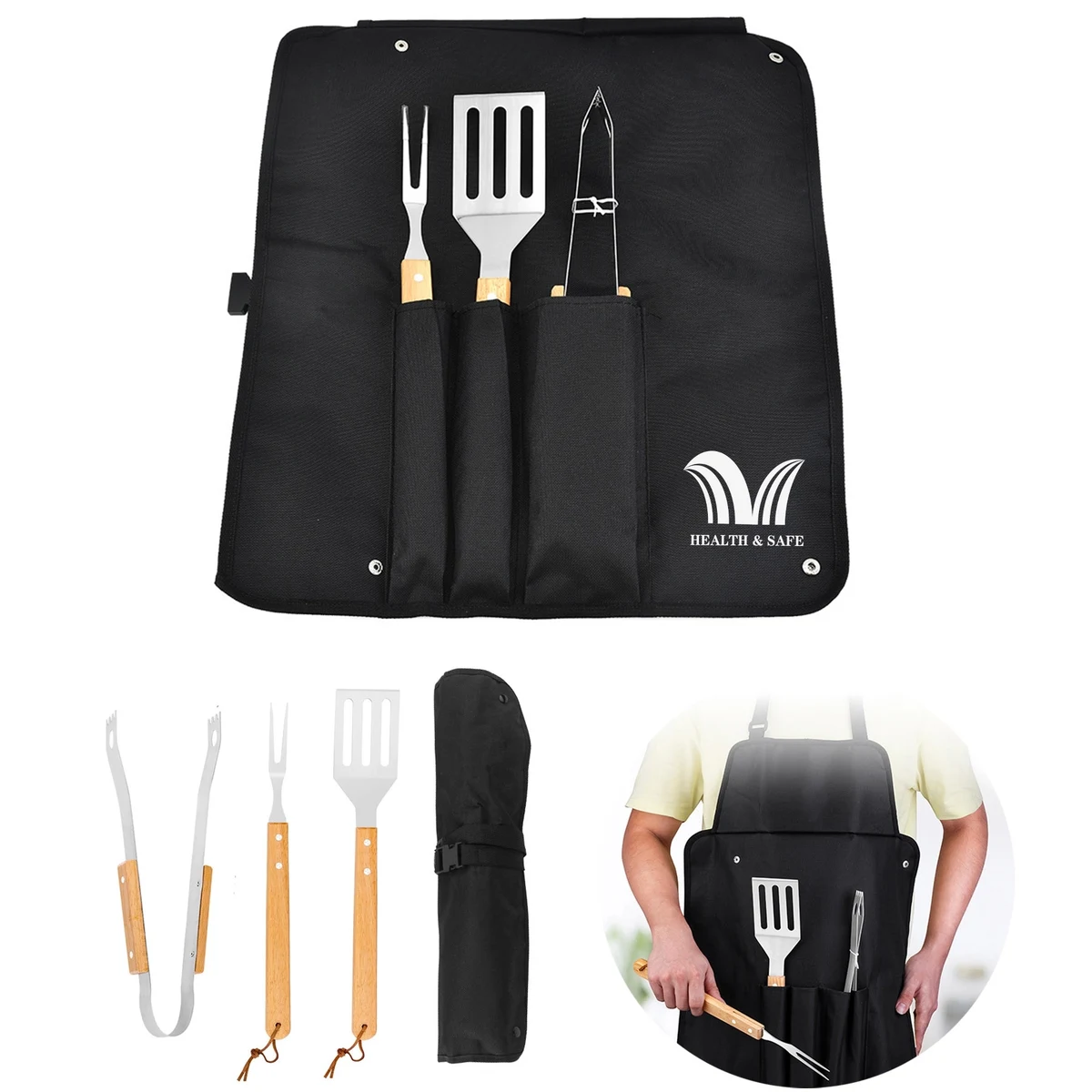 4-in-1 Stainless Steel Barbecue Suit With Apron 1
