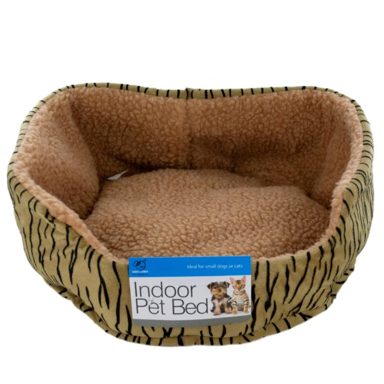 Plush Indoor Pet Beds - Tiger & Leopard Prints Sherpa Small 1