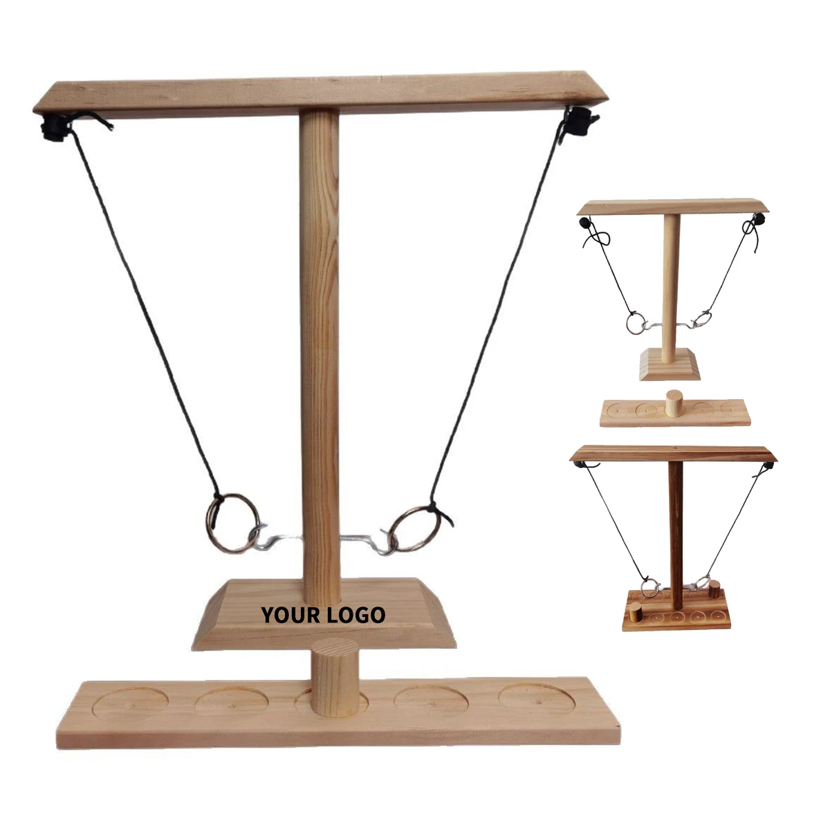 Desktop Wood Ring Toss Game 9.8" Length x 3.9" Width x 11" Height 1