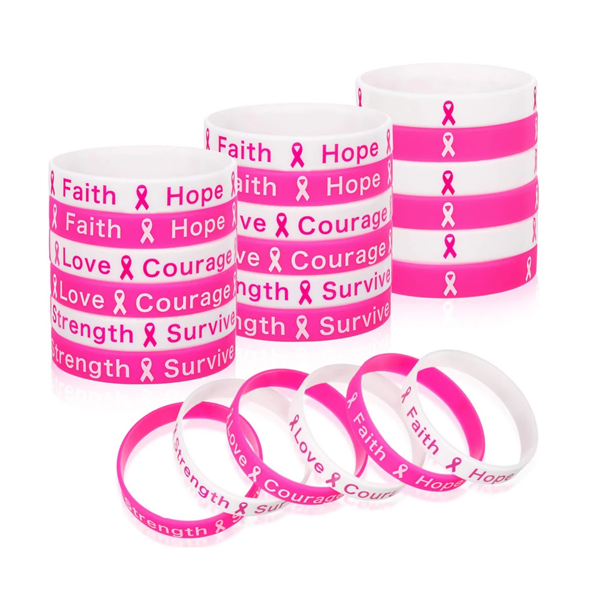 Breast Cancer Awareness Silicone Bracelet (direct import) 1