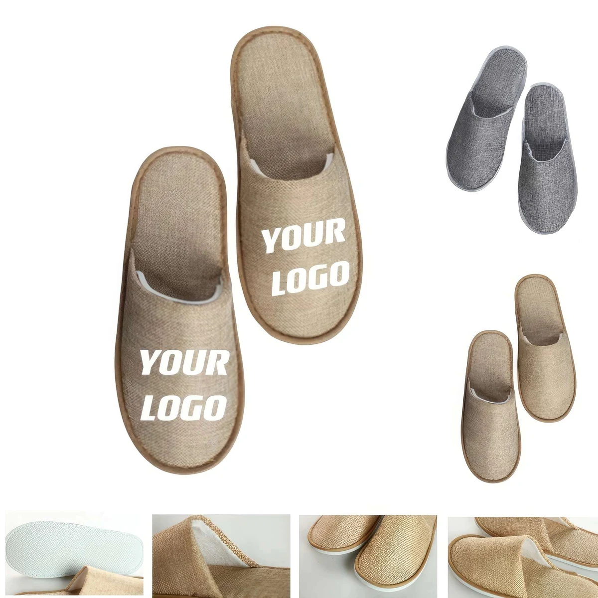 Custom Flax Non-slip Slippers For Hotel 1