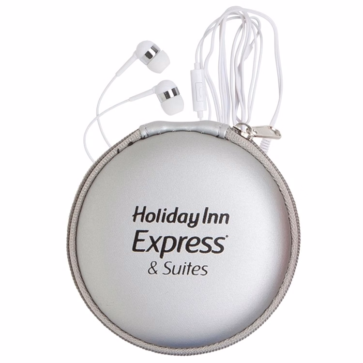 Round Eva Case w Microphone Earphones