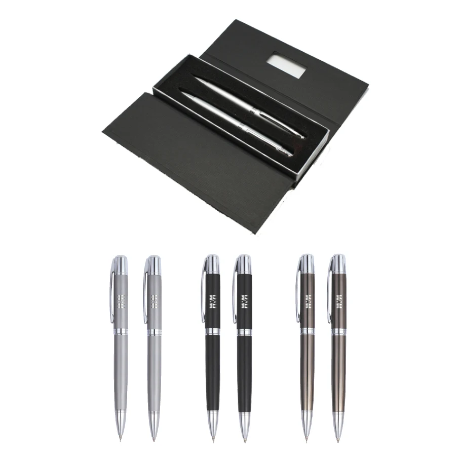 Union Printed - Heavy Metal Barrel Pen & Pencil Set in Box 1