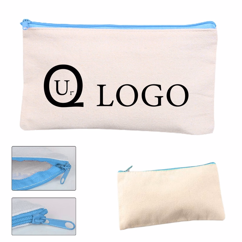8.27 X 4.72 Inch Zipper Canvas Makeup Bag
