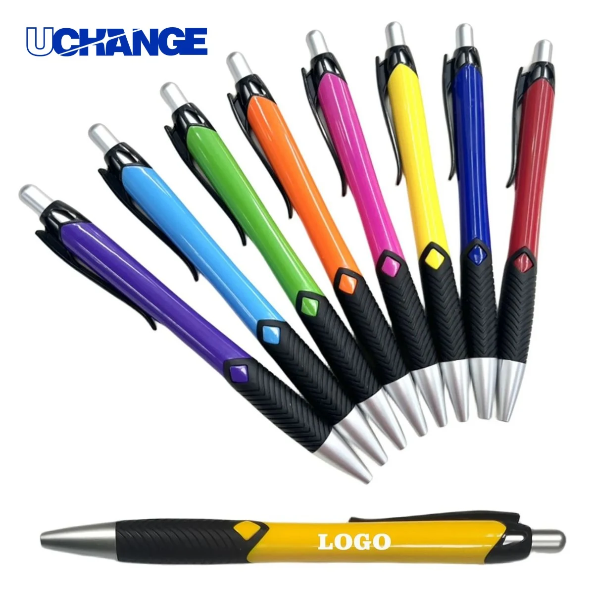Plastic Ballpoint Pen With Rubber Sleeve for Comfort, custom pen with logo imprint 1