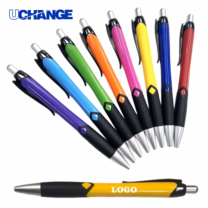 Plastic Ballpoint Pen With Rubber Sleeve for Comfort