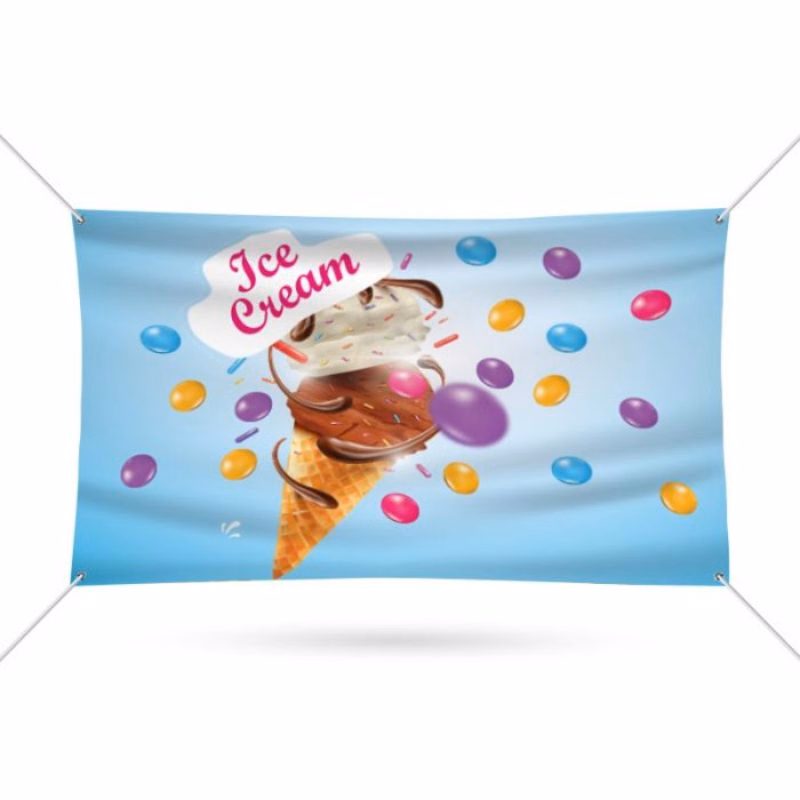 Ice Cream Pre Printed Vinyl portable graphic Banner 60" x 36"