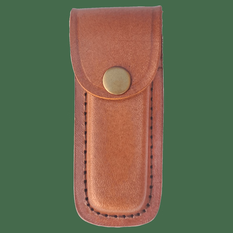 Bison River 4" Brown Leather Sheath with Snap Closure for Foldinig Knife Up to Long Closed