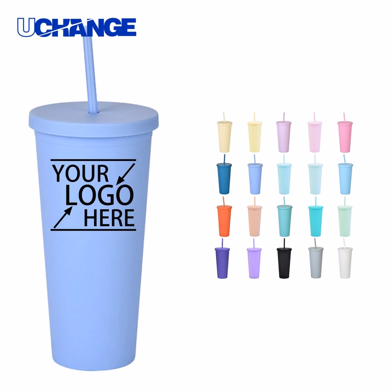 Double-Wall Plastic Straw Cup