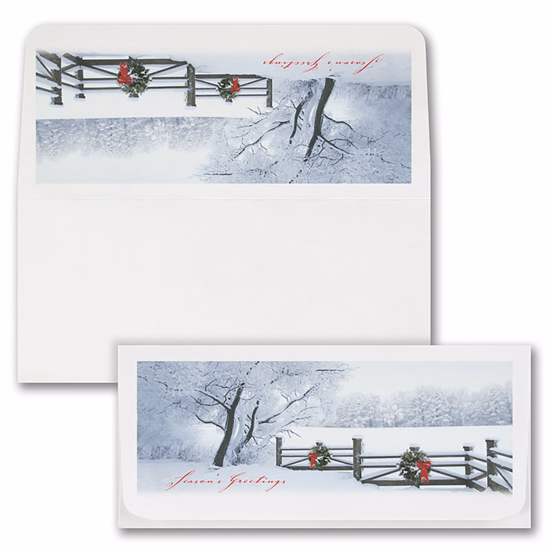 Winter Fence Currency Envelope (Snowy Field)