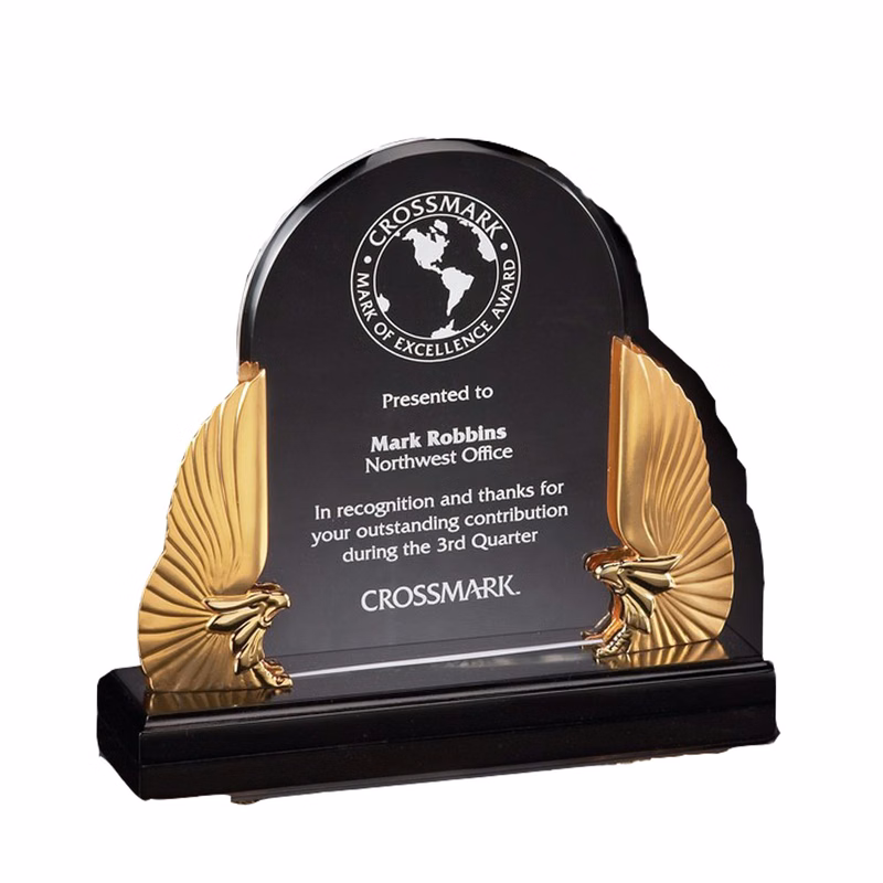 Executive Winged Gold Eagle Acrylic Award on Black Base