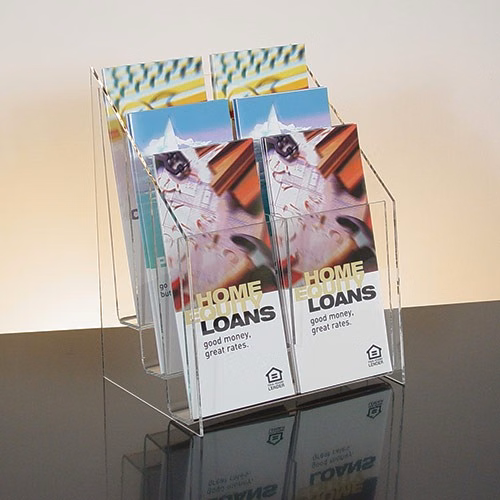 Countertop Brochure Holder, All Clear, 3-tier, 6 pockets for 4"