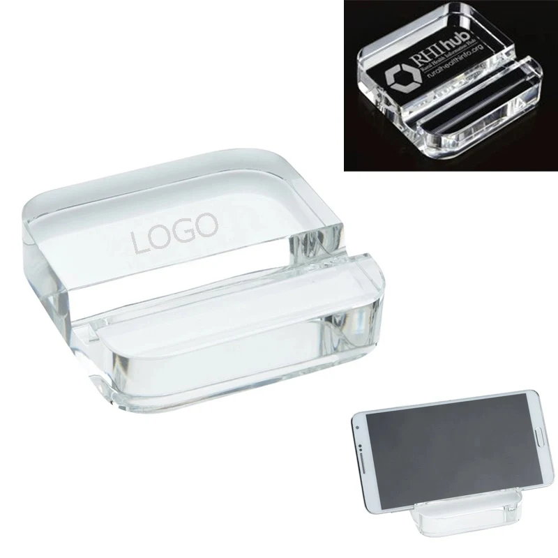 Crystal Paperweight Phone Stand - Square 1