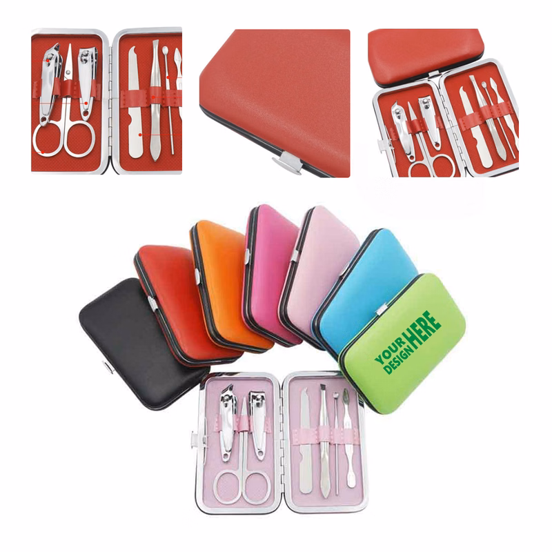 MOQ 50 Custom Logo 7-Piece Candy Color Nail Clipper Set Manicure Kit