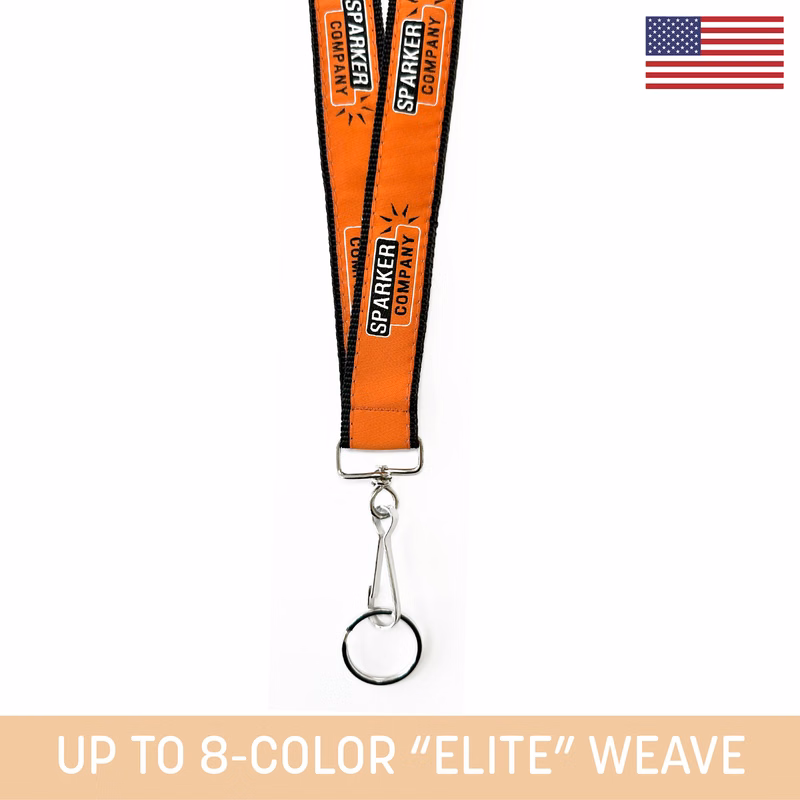 1" Woven Lanyard w/ Swivel Snap & Split Ring - "Elite" Weave