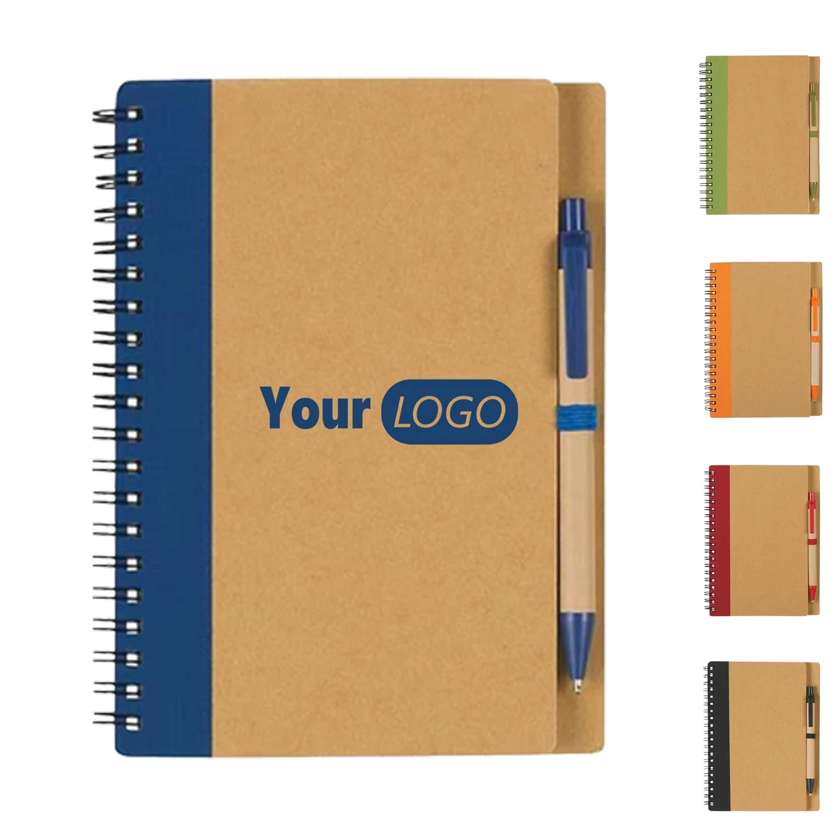 Kraft Paper Spiral Notebook With Attached Pen 1