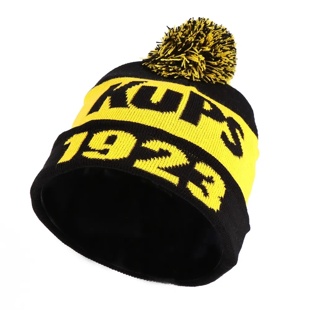 Customezizeable Tri-Tone Pom Beanie Hat With Cuff 1