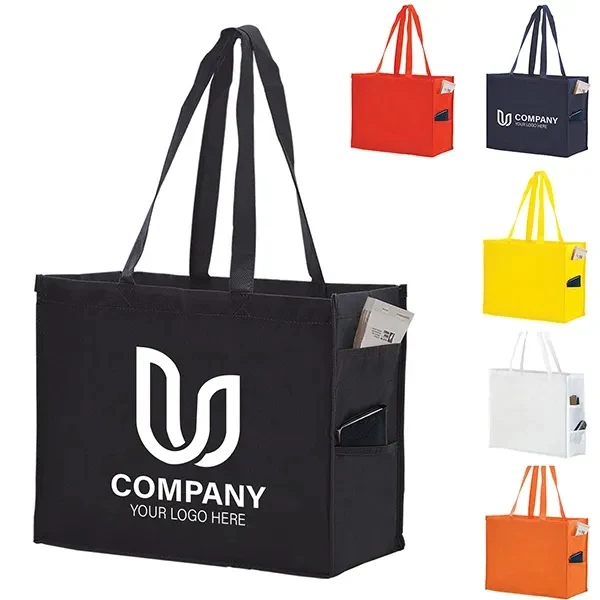 Non Woven Tote with Side Pockets -16x12x6 1