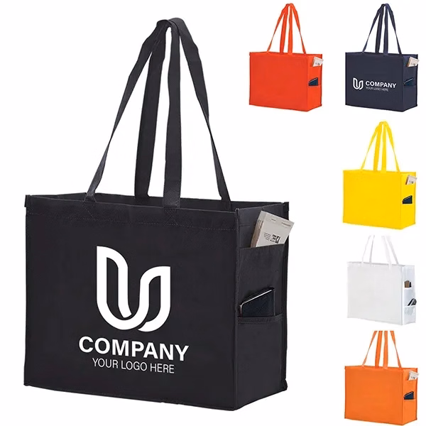 Non Woven Tote with Side Pockets -16x12x6