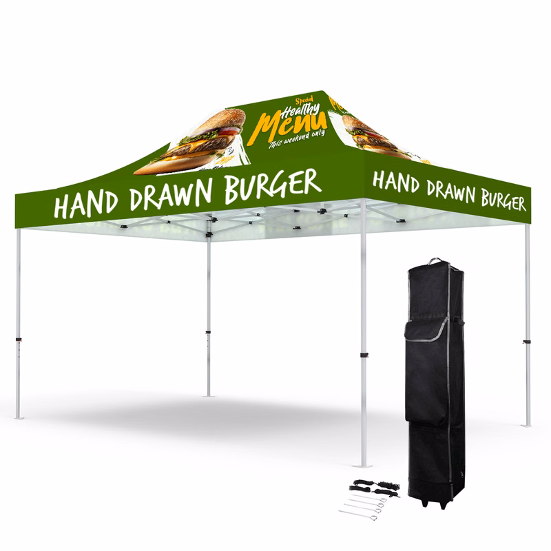 10' x 15' Premium Hex Aluminum Frame w/ Dye Sublimation Canopy