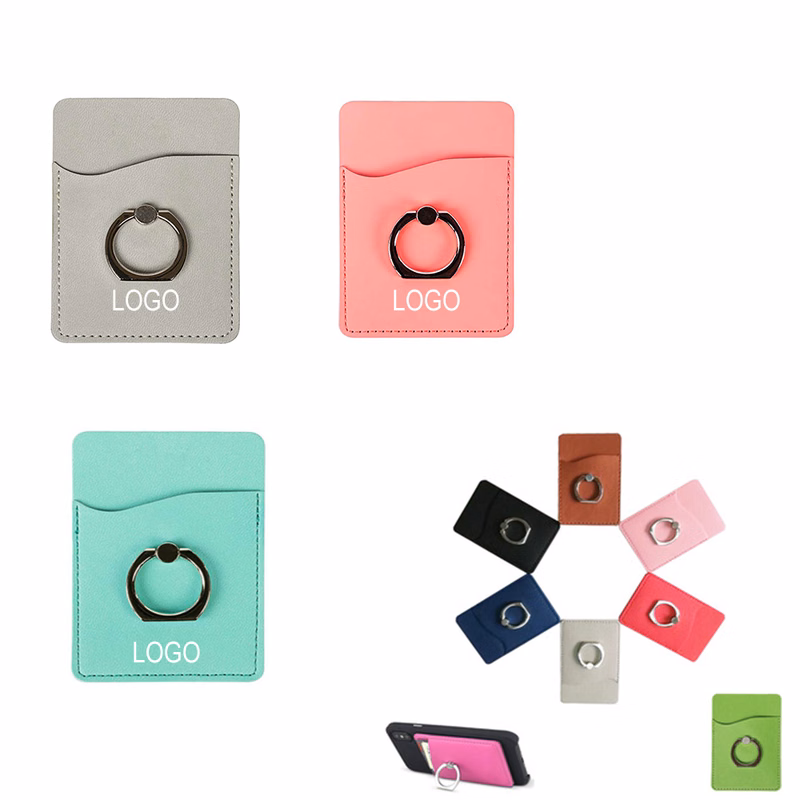 PU Leather Cellphone Wallet With Ring Stand